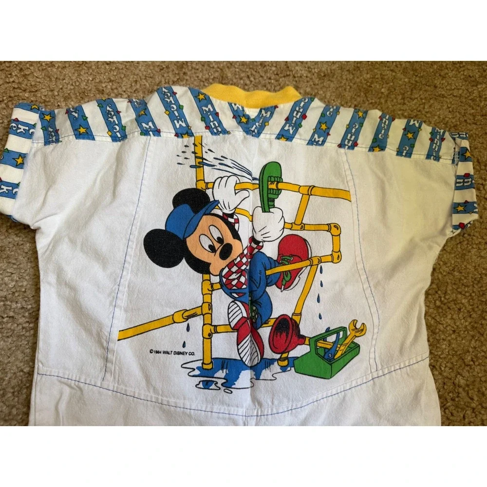 Vintage Mickey Plumbing crew one piece outfit‎ 24 months